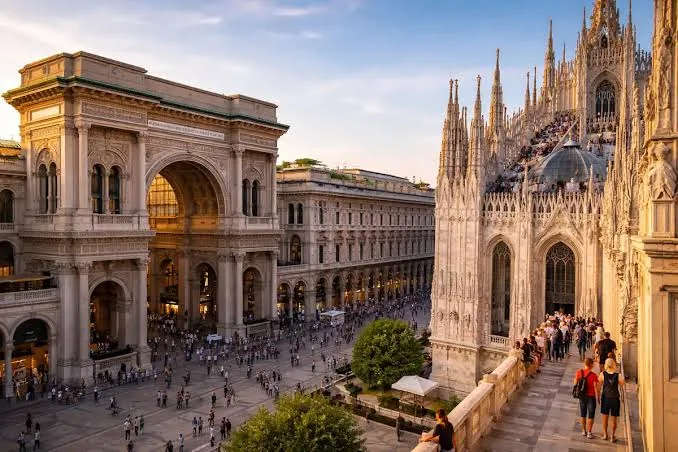 The glass-domed Galleria Vittorio Emanuele II arcade in Milan