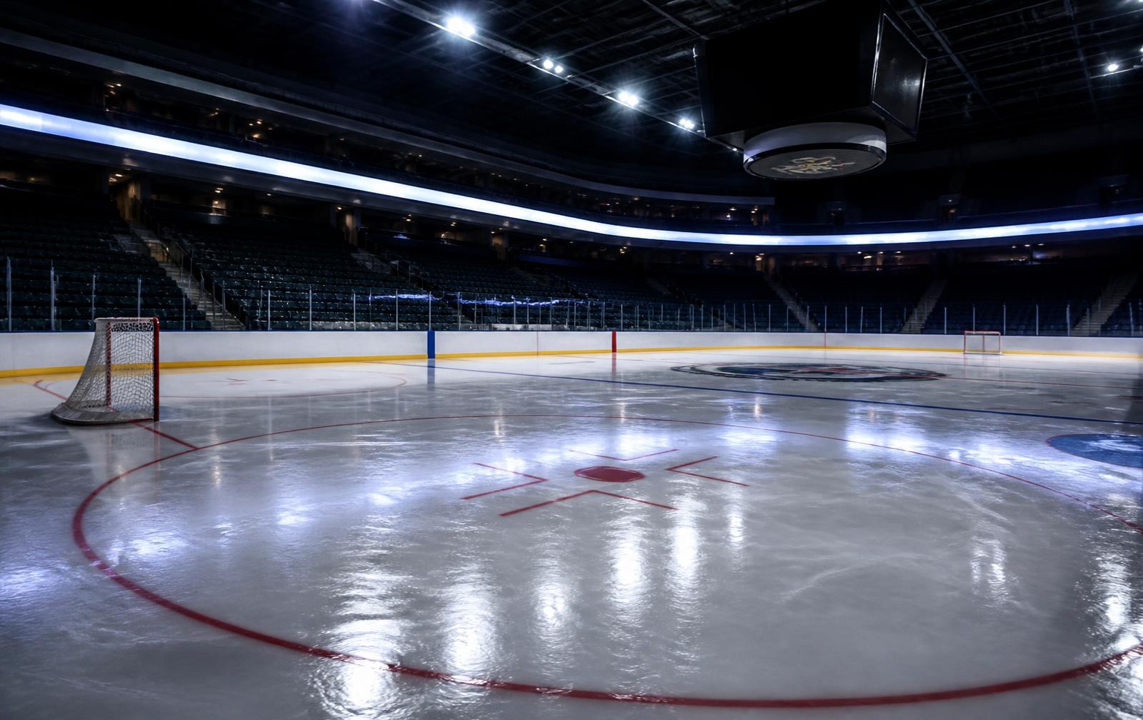 Freshly resurfaced indoor hockey rink